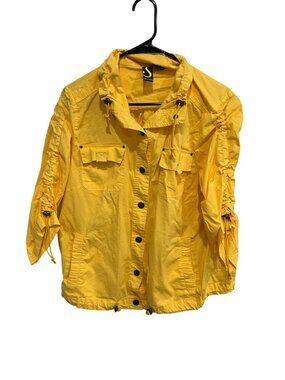 Sportelle Snap Front Cinched Sleeve Jacket Yellow Sz XL Outdoor Gorpcore